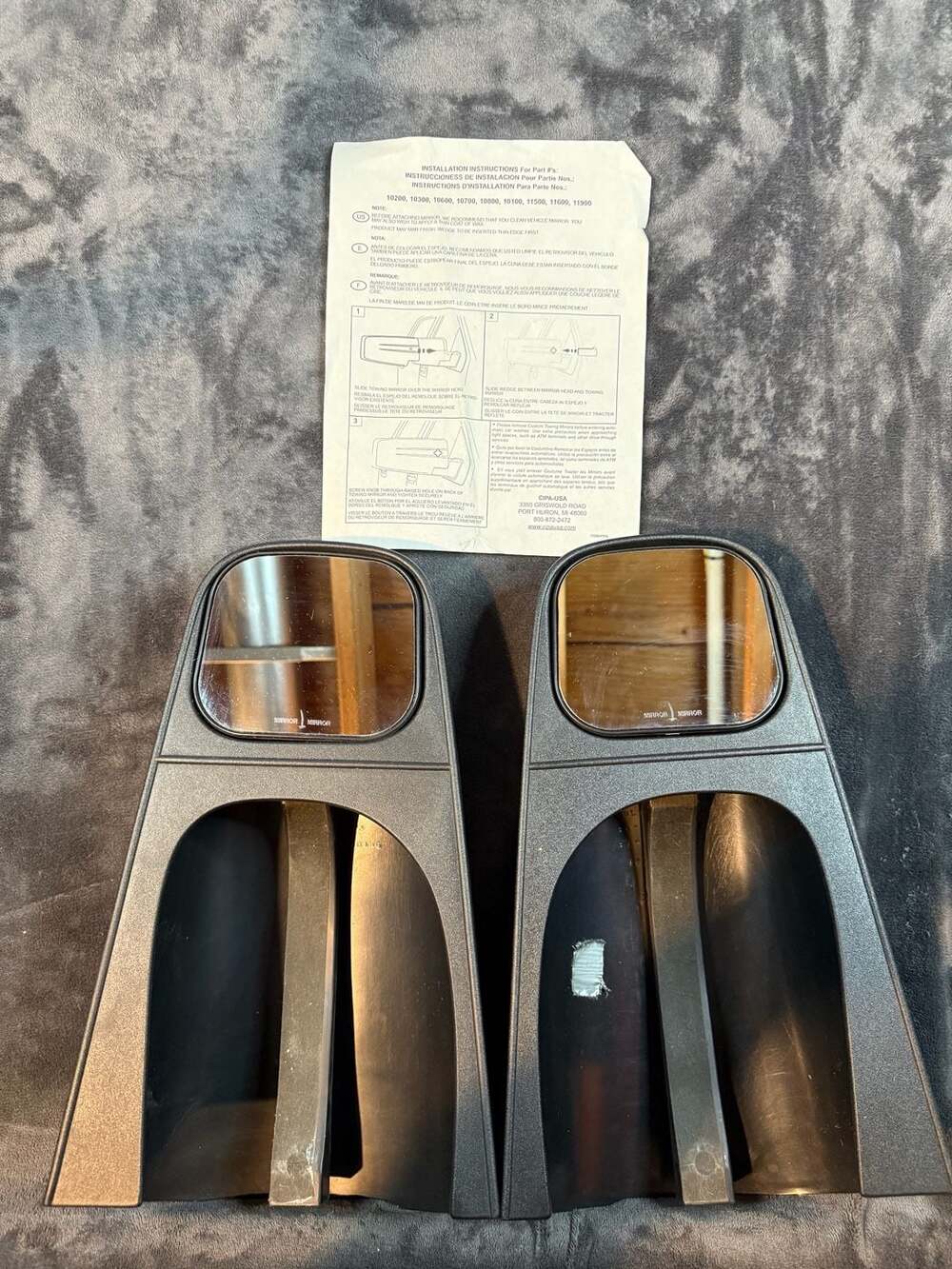CIPA Custom Towing Mirror Pair Set Black Slip On Ford F150 F250
